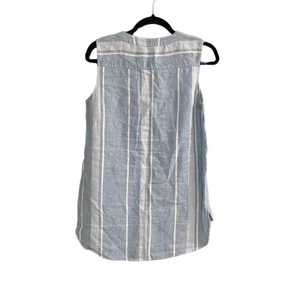 ELLEN TRACY Linen Sleeveless Blouse Striped
Blue White M - Picture 2 of 8